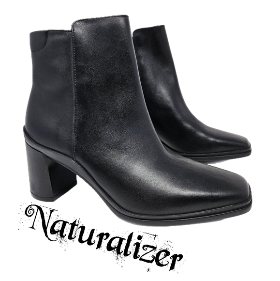 Naturalizer Shoes - Naturalizer Avery Waterproof Womens Black Leather Block Heel Ankle Boot Sz 9M